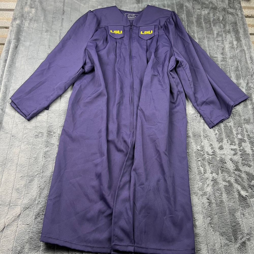 Oak Hall LSU Tigers Graduation Gown Purple GreenWeaver 5ft 6in to 5ft 8in Robe